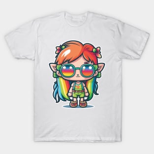 Cute happy kawaii hipster elf T-Shirt